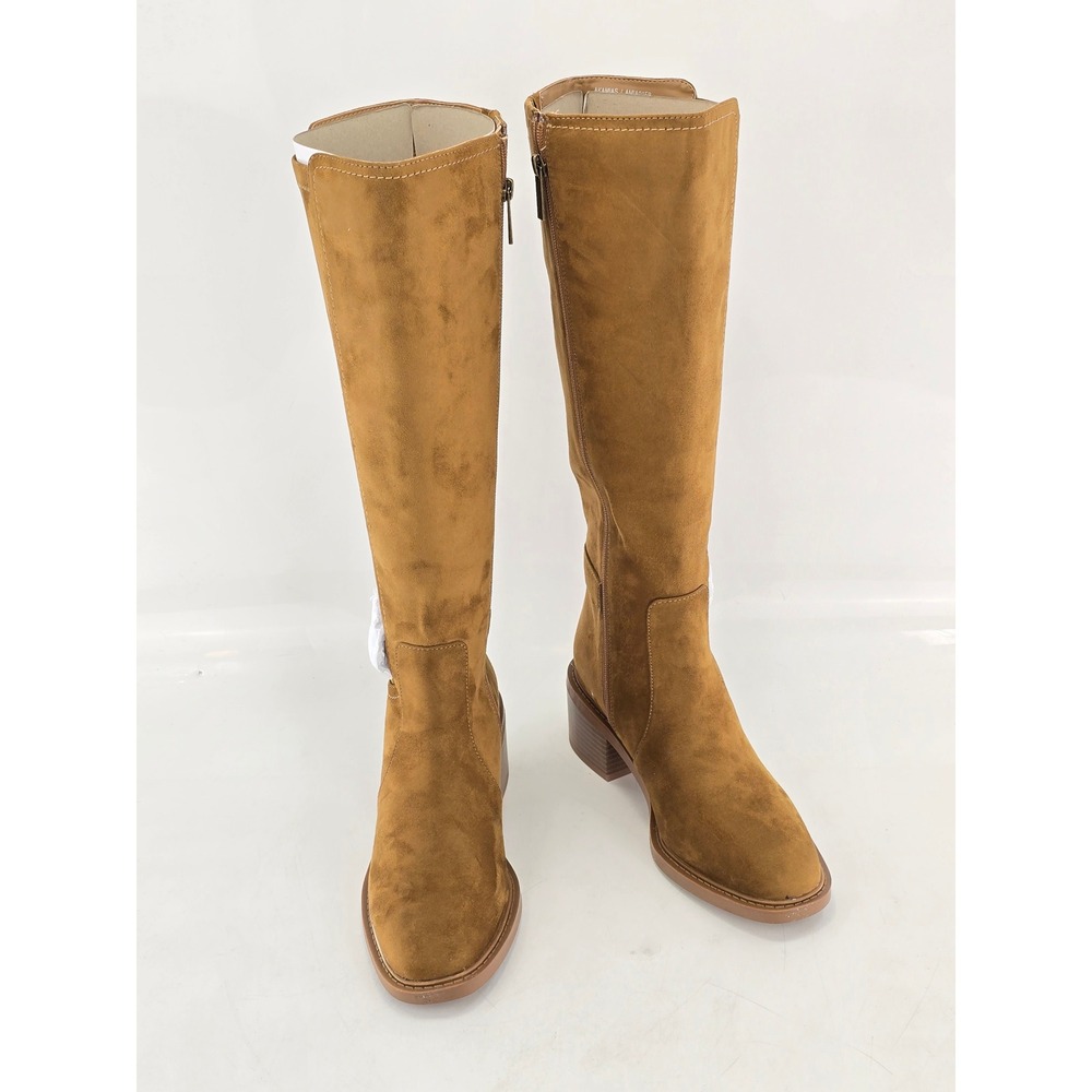 Anne Klein Akanessa Tall Boots Womens 9M Tan Suede Block Heel - NEW